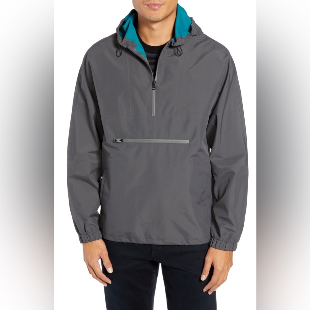 New Vince Men’s Packable Anorak Jacket Gray Pullover Size Large